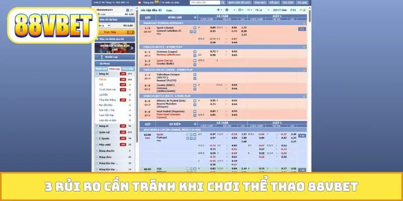 3 rủi ro cần tránh khi chơi thể thao 88VBET