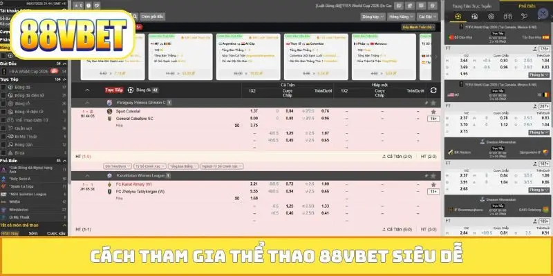 Cách tham gia thể thao 88VBET siêu dễ